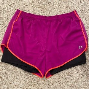 Athletic shorts with built in spandex shorts